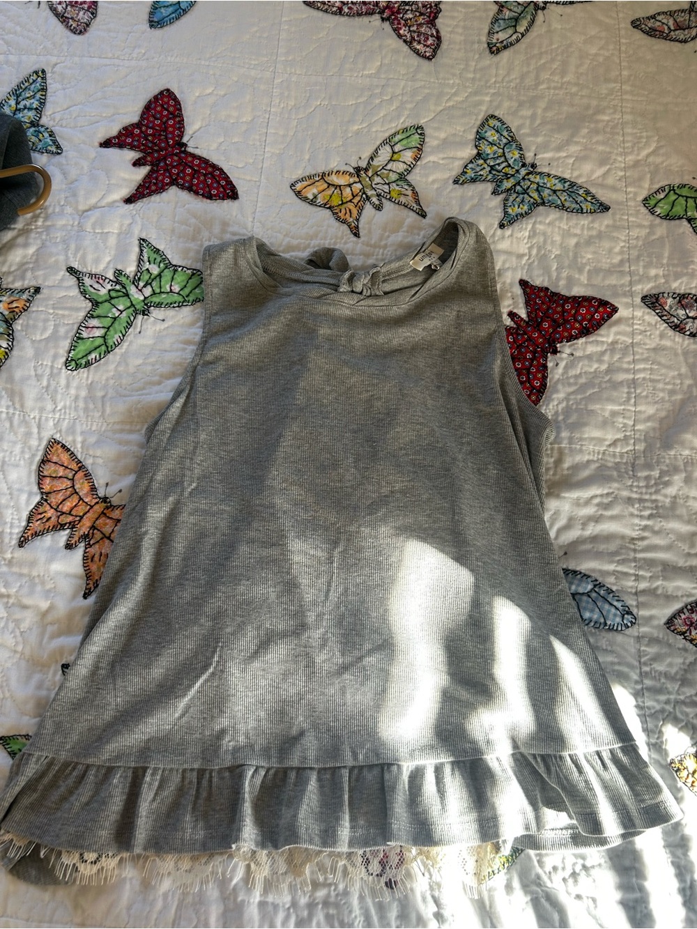 Umgee Grey Ruffle Lace Tank Top